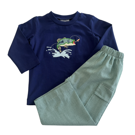 Bass Fish Applique Pant Set