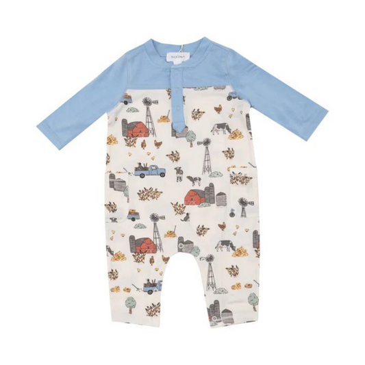 Blue Hay Farmer Romper