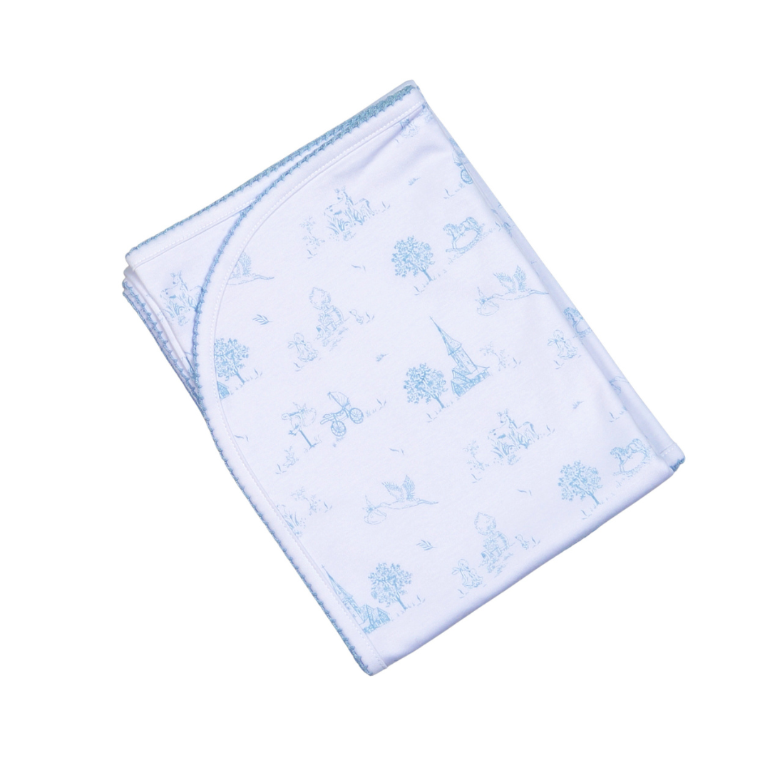 Blue Toile Receiving Blanket