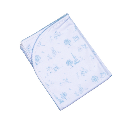 Blue Toile Receiving Blanket