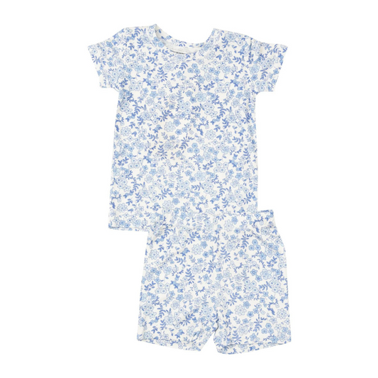 Blue Calico Floral Short Lounge Wear Set