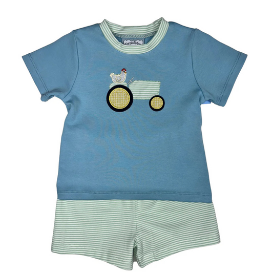 Tractor Applique Boys Short Set