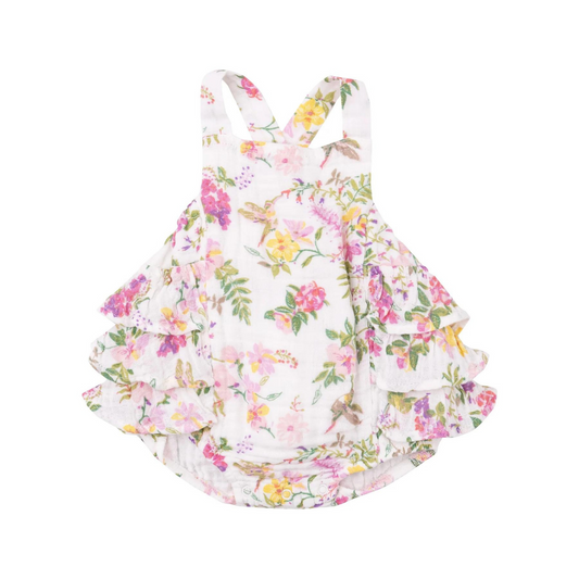 Cute Hummingbirds Ruffle Sunsuit