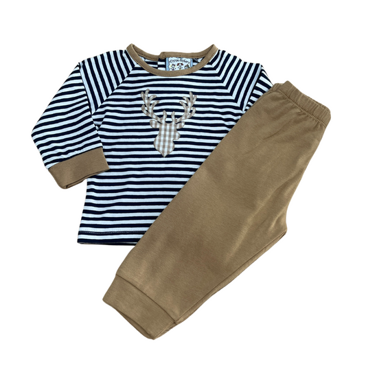 Deer Applique Boys Jogger Set