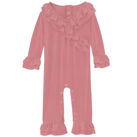 Desert Rose Long Sleeve Kimono Ruffle Romper