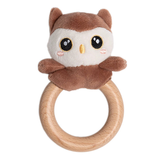 Owl Plush Rattle & Wooden Teether