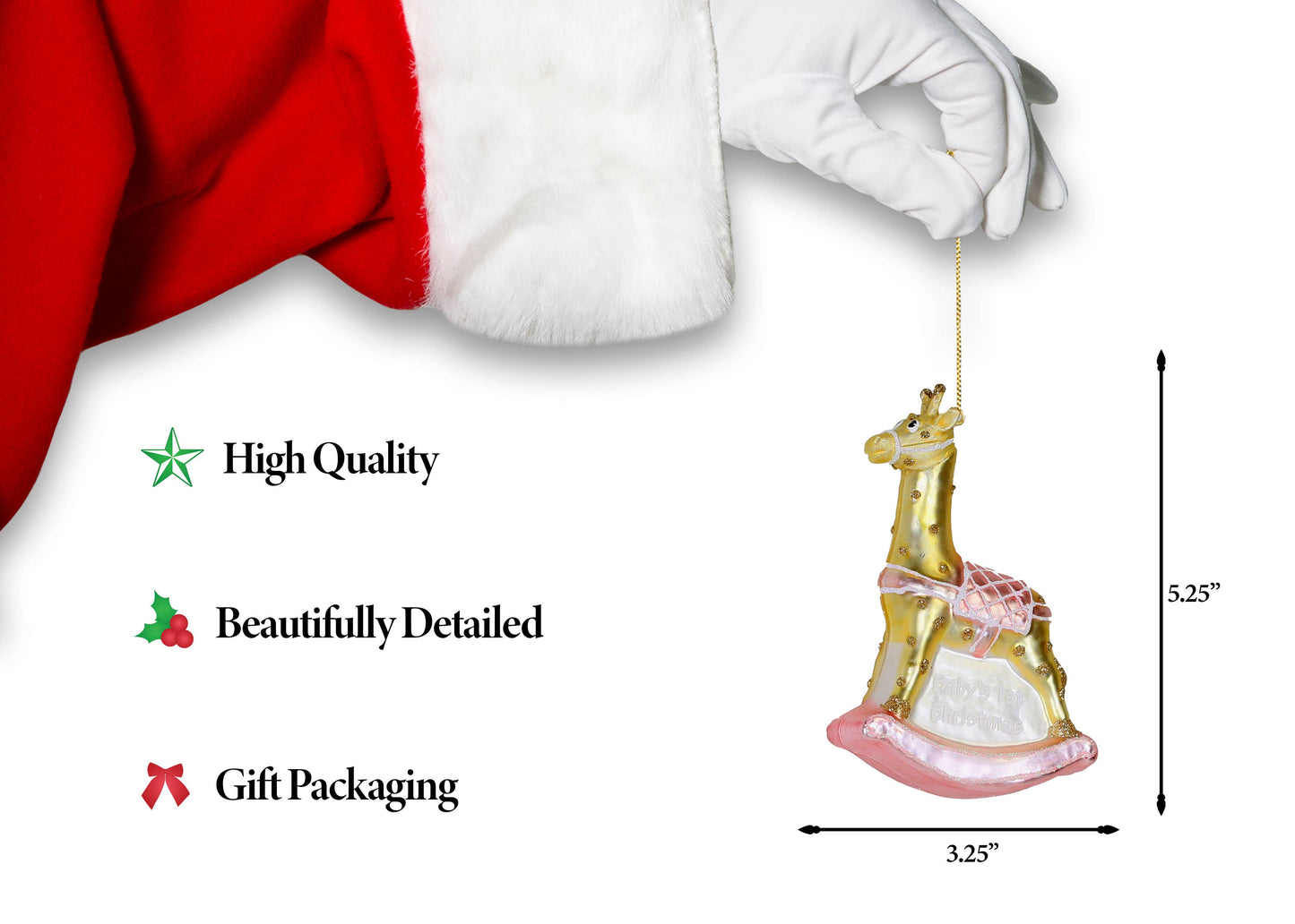 Giraffe Baby Girl Giraffe Glass Ornament