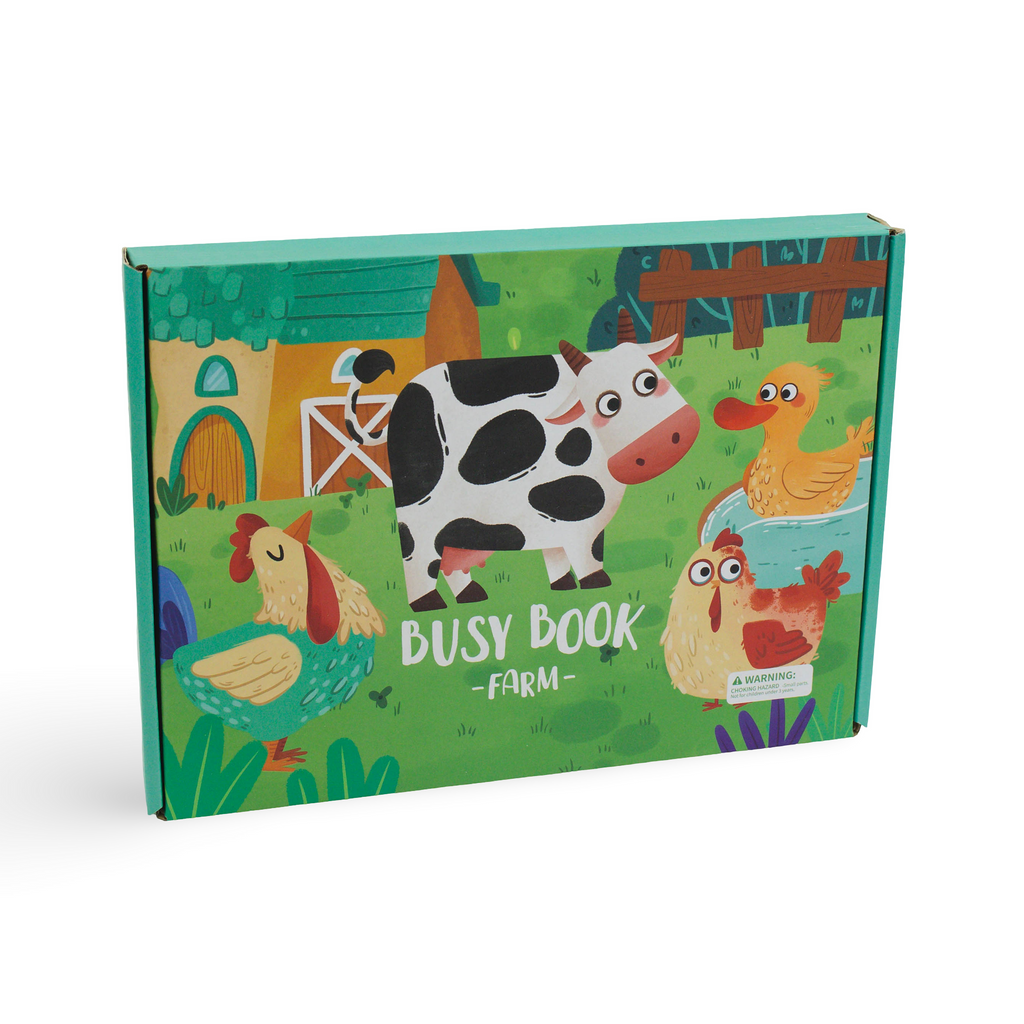 Farm Busy Book for Toddlers - Preassembled with Zipper Pouch - Velcro Matching Activity Book