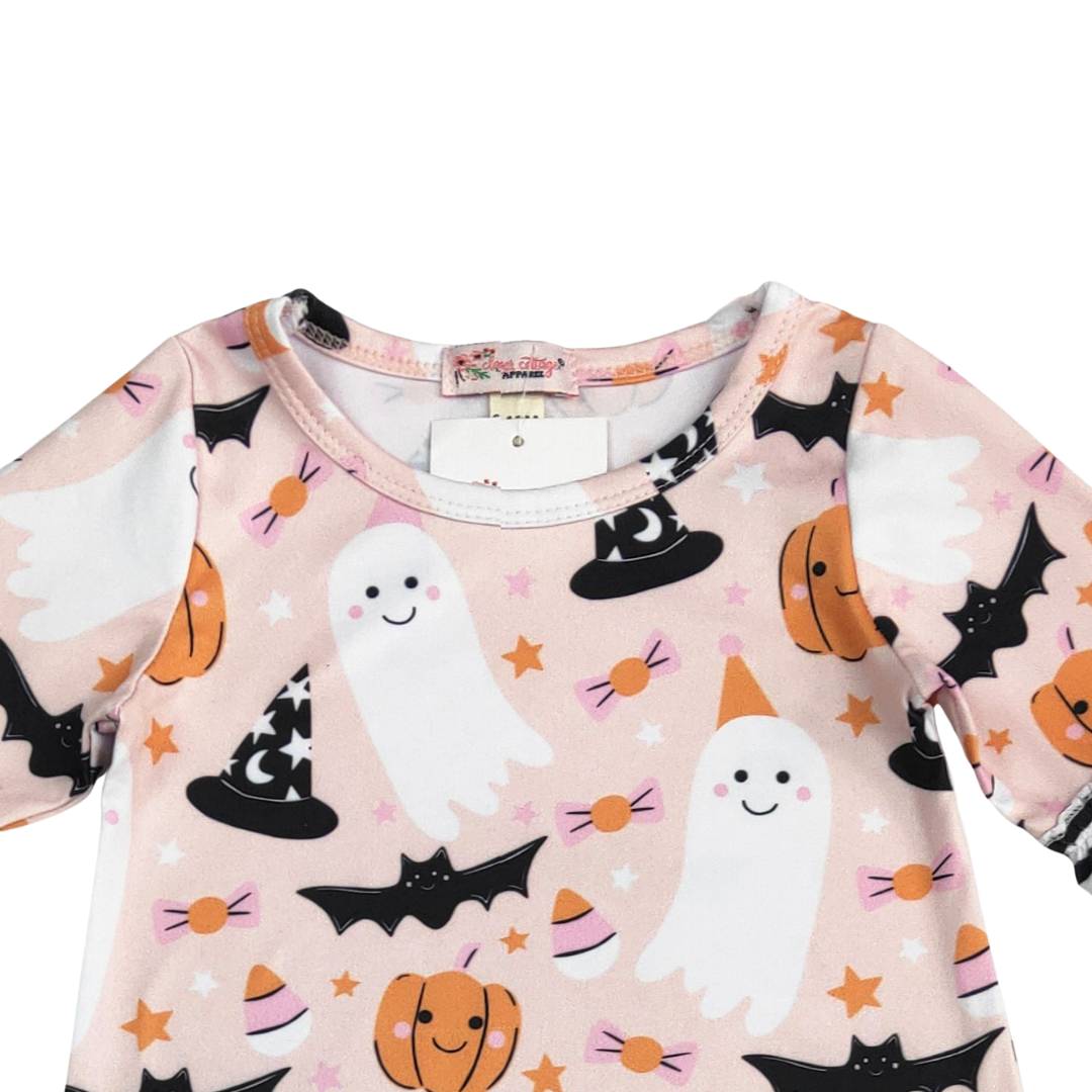Halloween Stripes Ruffled Romper