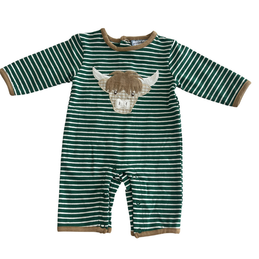 Highland Cow Applique Boys Romper