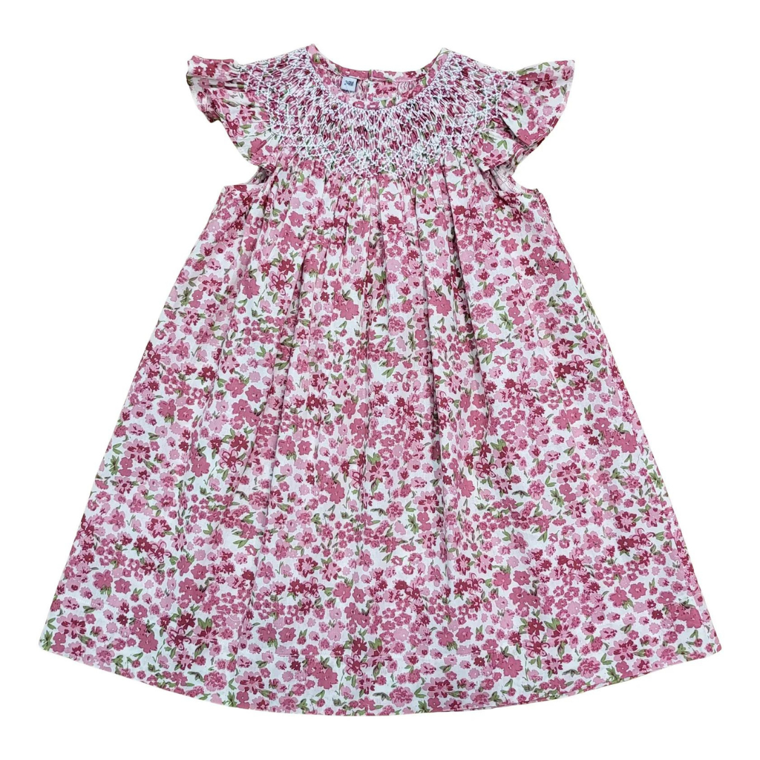 Jane Hot Pink Floral Smocked Dress