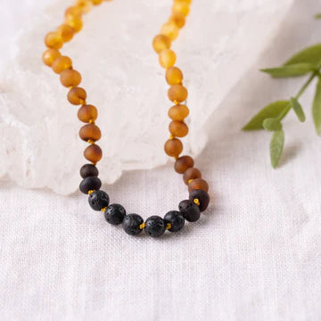 Baltic Amber + Lava Necklace