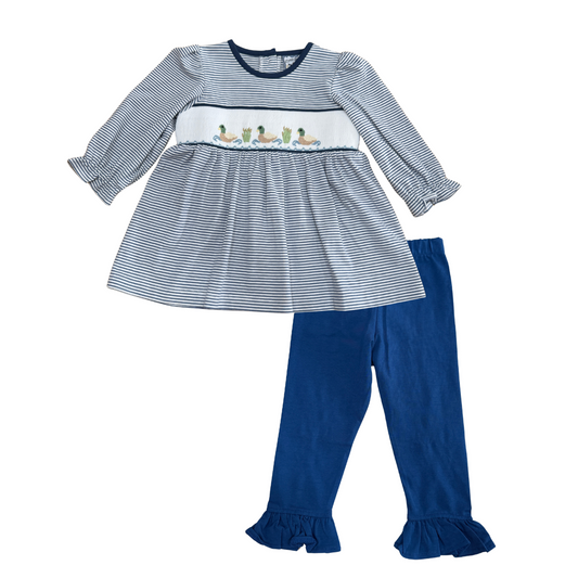 Mallard Duck Smocked Ruffle Pant Set