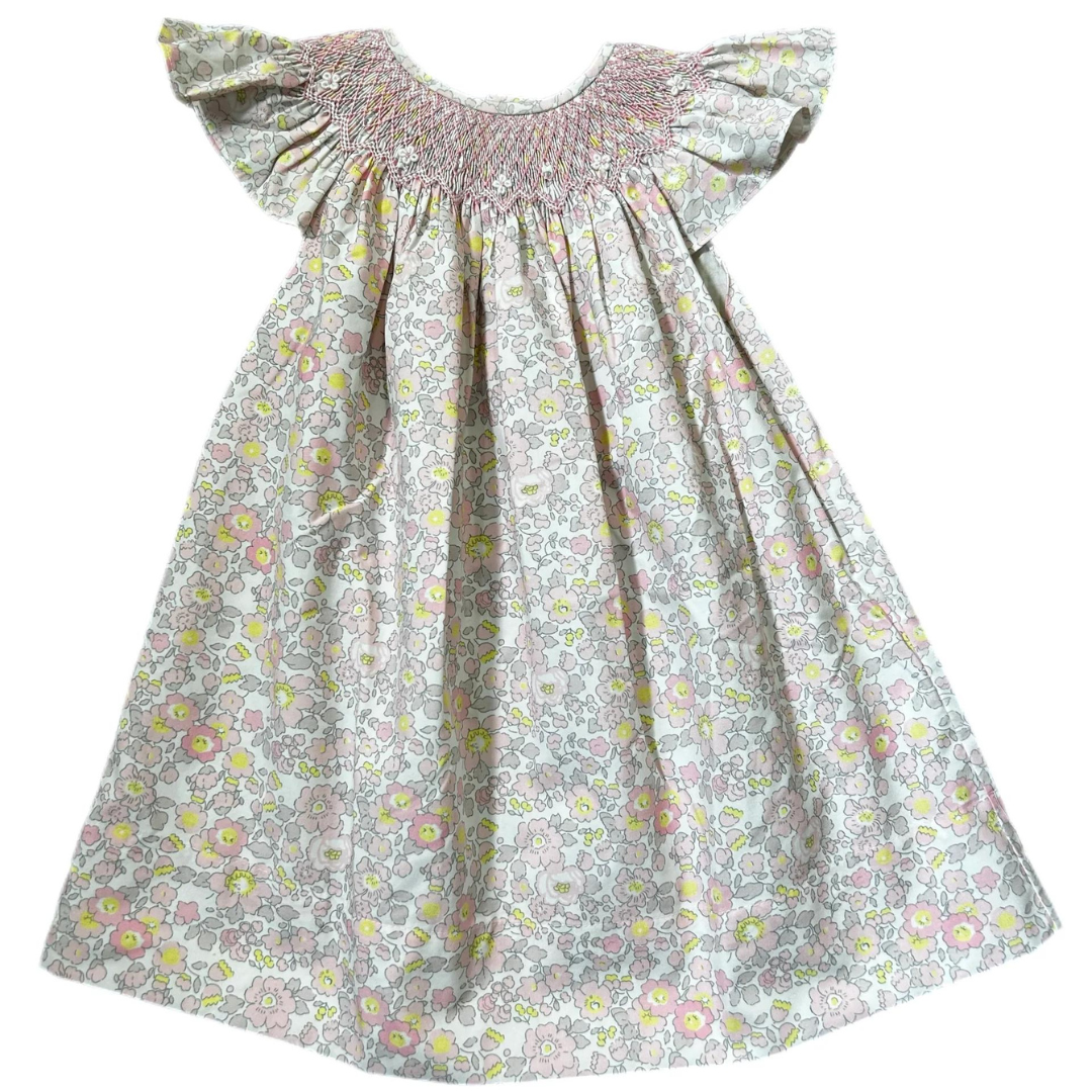 Melody Pink Floral Print Smocked Dress