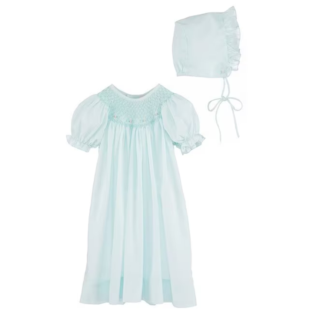 Petit Ami Smocked Daygown with Raglan Embroidery