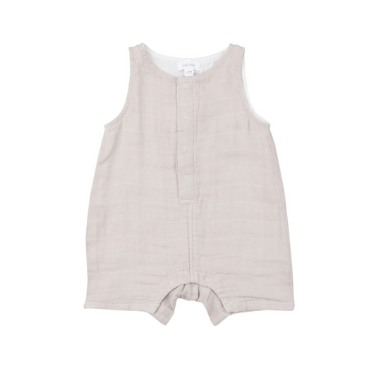 Oatmeal Solid Muslin Shortie Romper