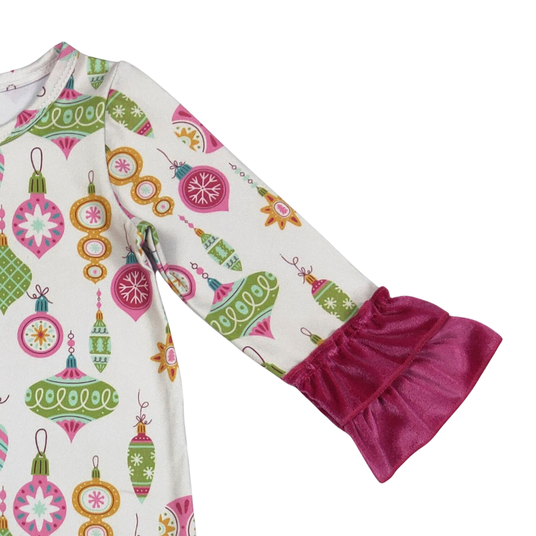 Pink Ornaments Ruffled Romper