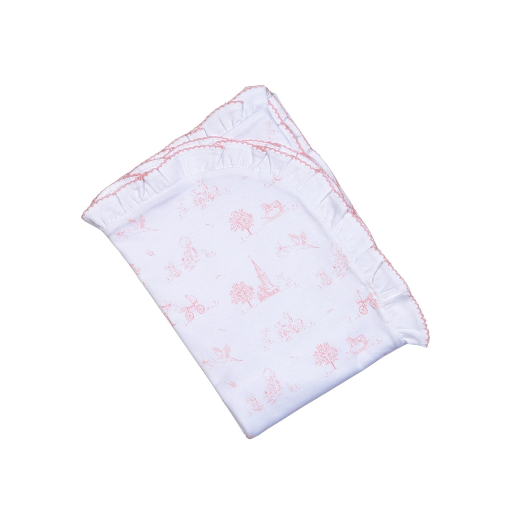 Pink Toile Receiving Blanket