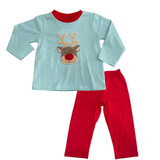 Reindeer Applique Boys Pant Set