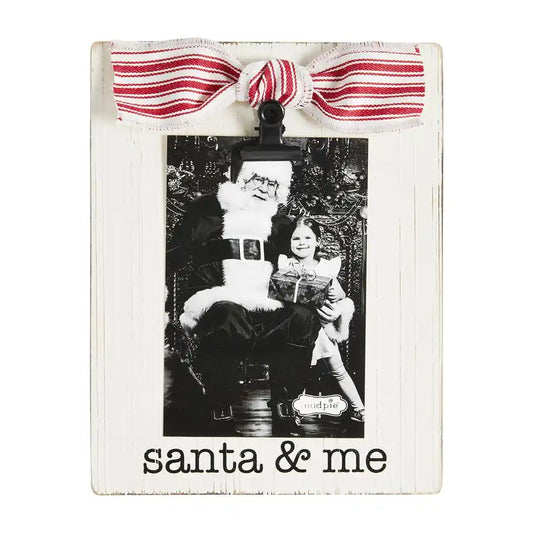 Santa & Me Striped Bow Frame