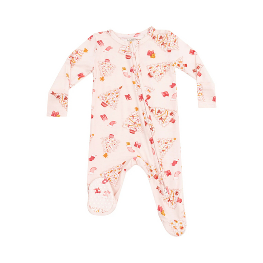 Pink Vintage Christmas Tree Footie