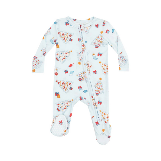 Blue Vintage Christmas Tree Footie