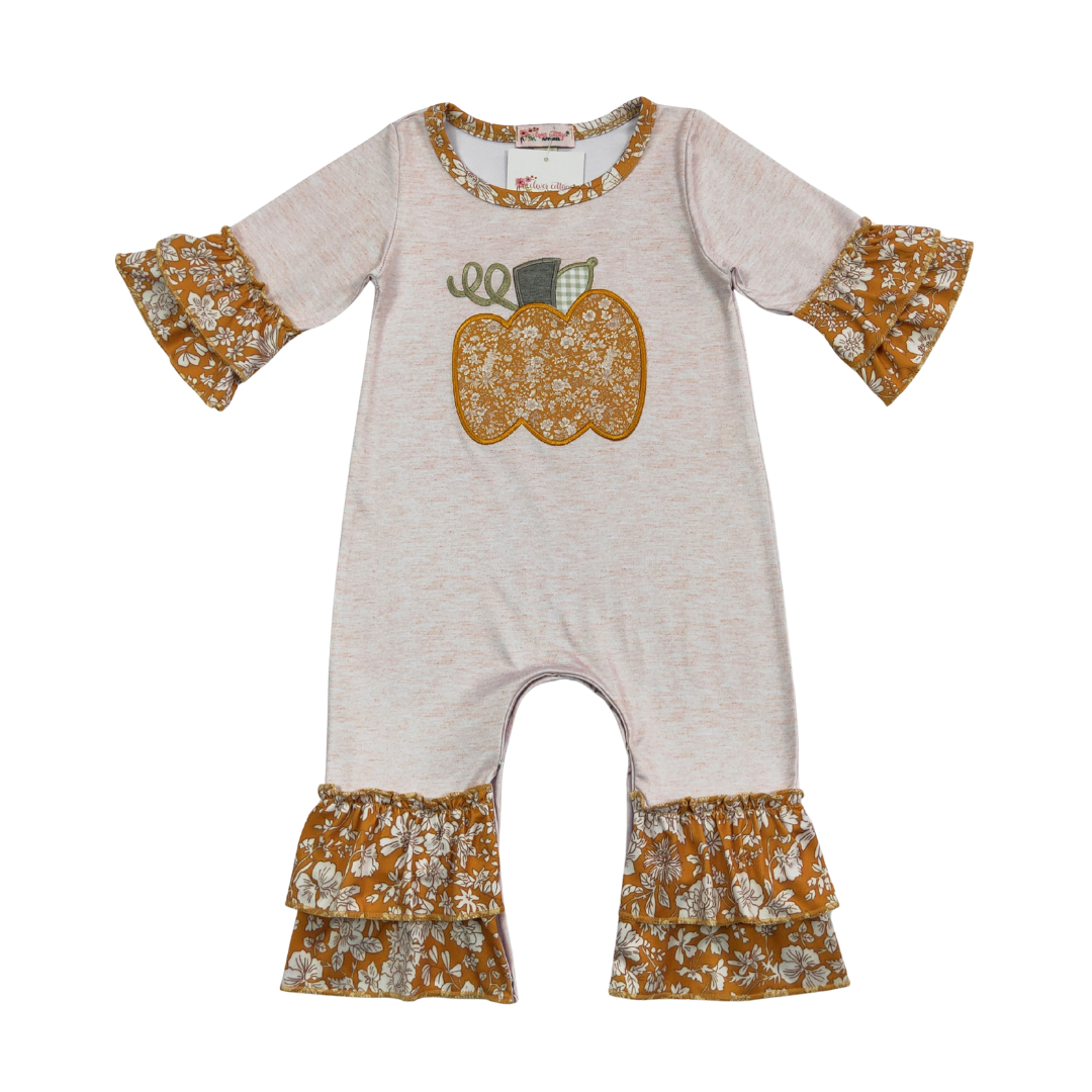 Waverly Pumpkin Ruffled Romper