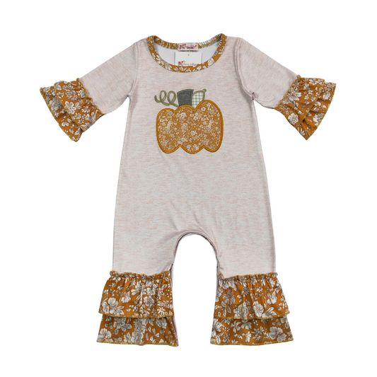 Waverly Pumpkin Ruffled Romper