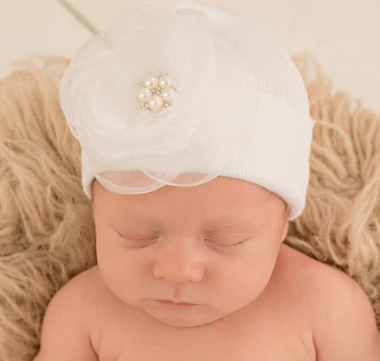 White Chiffon Flower Hat