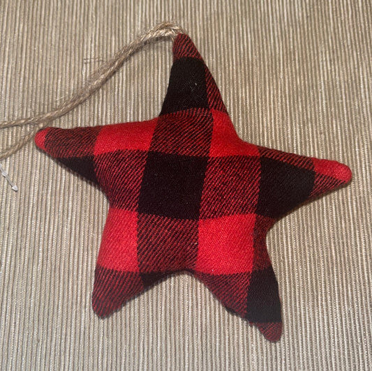 Red & Black Plaid Star Ornament